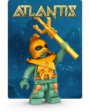 Figurka z serii LEGO® Atlantis na niebieskim tle