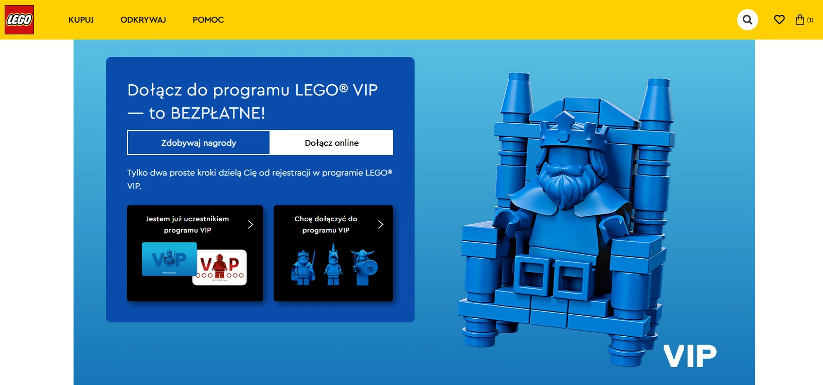 Strona internetowa programu lojalnościowego LEGO® VIP