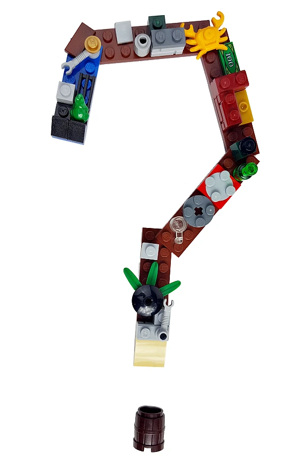 Znak zapytania zbudowany z klocków LEGO®