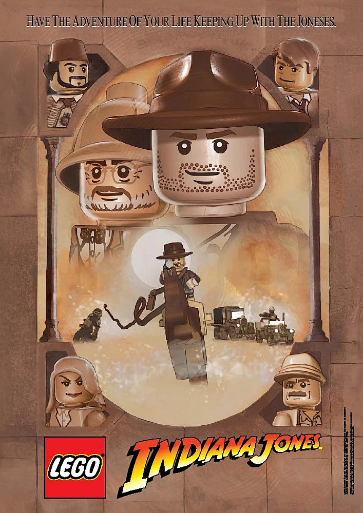 Plakat z filmu Indiana Jones i Ostatnia Krucjata w wersji z klocków LEGO®