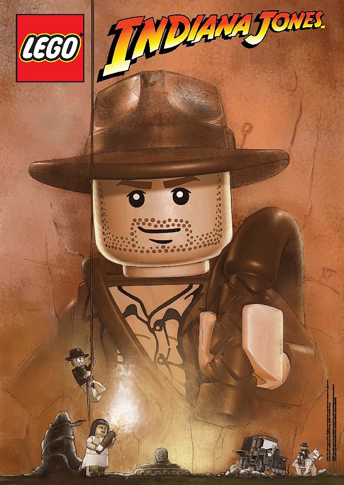 Plakat z filmu Indiana Jones i Świątynia Zagłady w wersji z klocków LEGO®