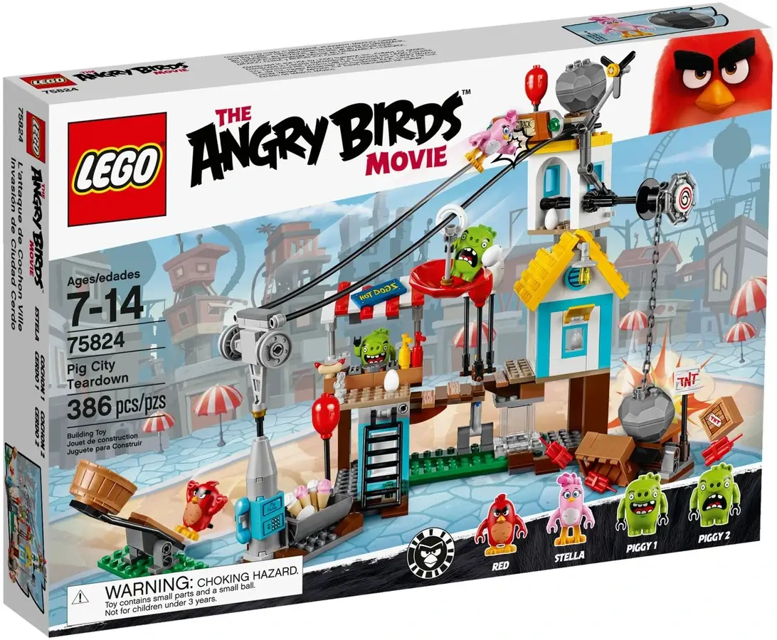 Pudełko zestawu 75824 z serii LEGO® Angry Birds™ – demolka w Pig City