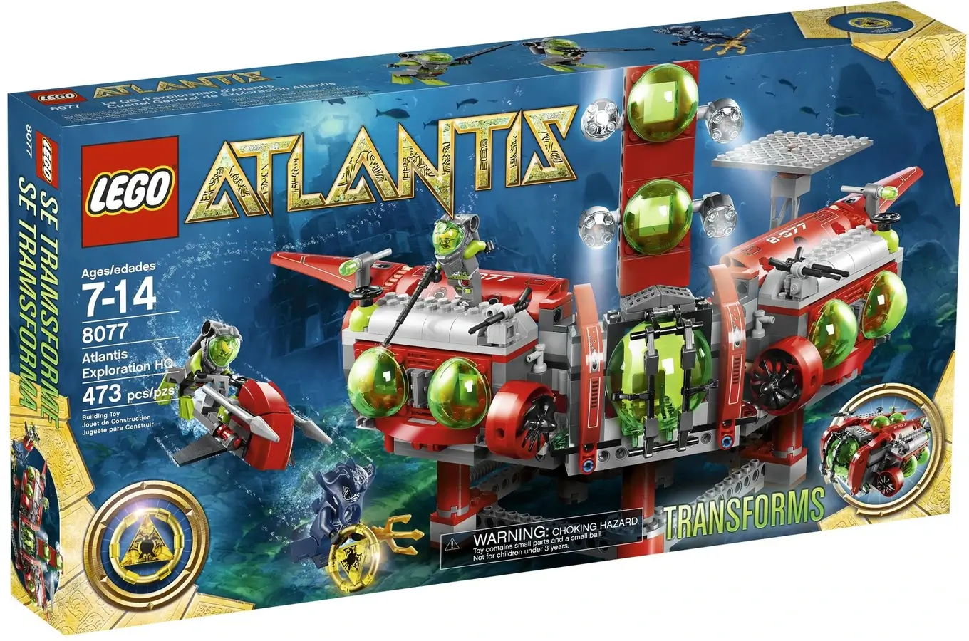 Pudełko zestawu 8077 z serii LEGO® Atlantis – baza nurków szukających Atlantydy