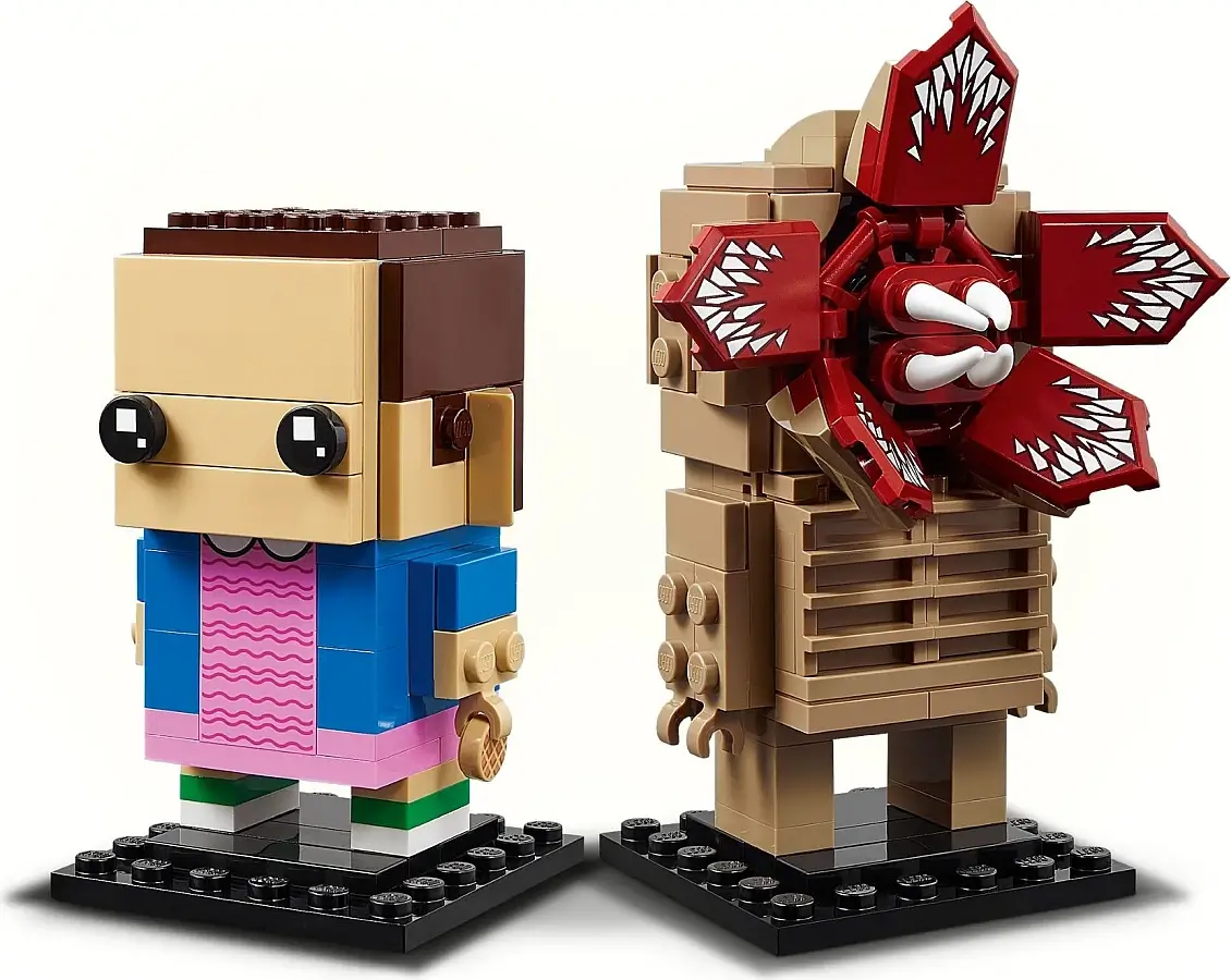 Postacie demogorgona i Jedenastki z serii LEGO® Brickheadz