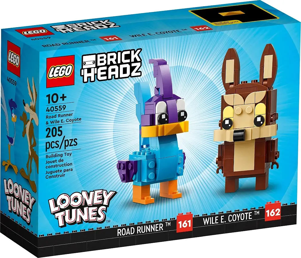 Pudełko zestawu 40559 z serii LEGO® BrickHeadz – Struś Pędziwiatr i Wiluś E. Kojot 