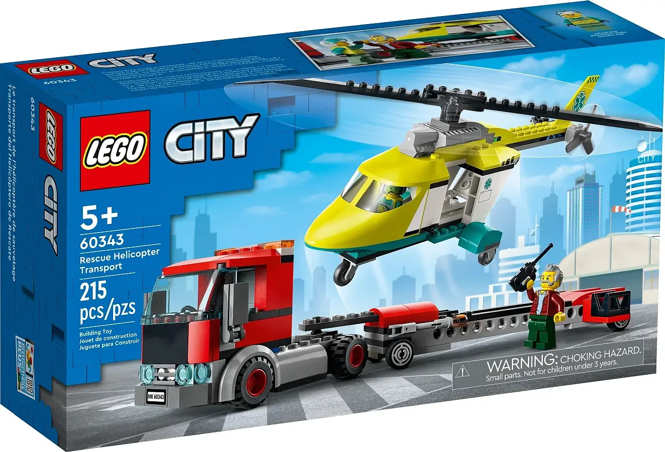 Pudełko zestawu 60343 z serii LEGO® City – laweta i helikopter