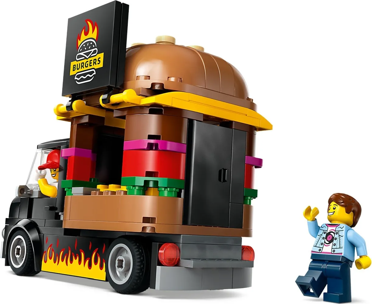 Klient i tył burger trucka z kompletu klocków LEGO® 60404