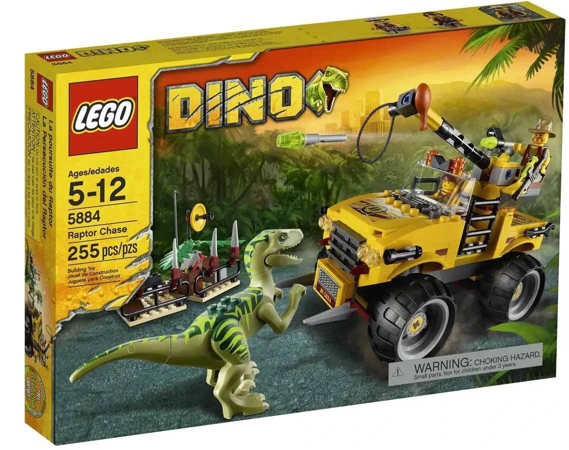 Pudełko zestawu 5884 z serii LEGO® Dino – Pościg za raptorem