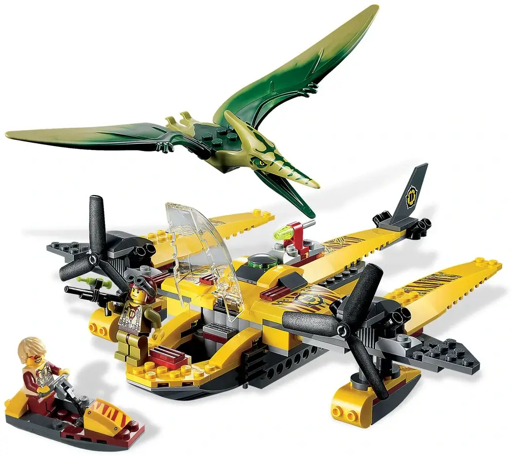 Żołty hydroplan łowców dinozaurów z serii LEGO® Dino