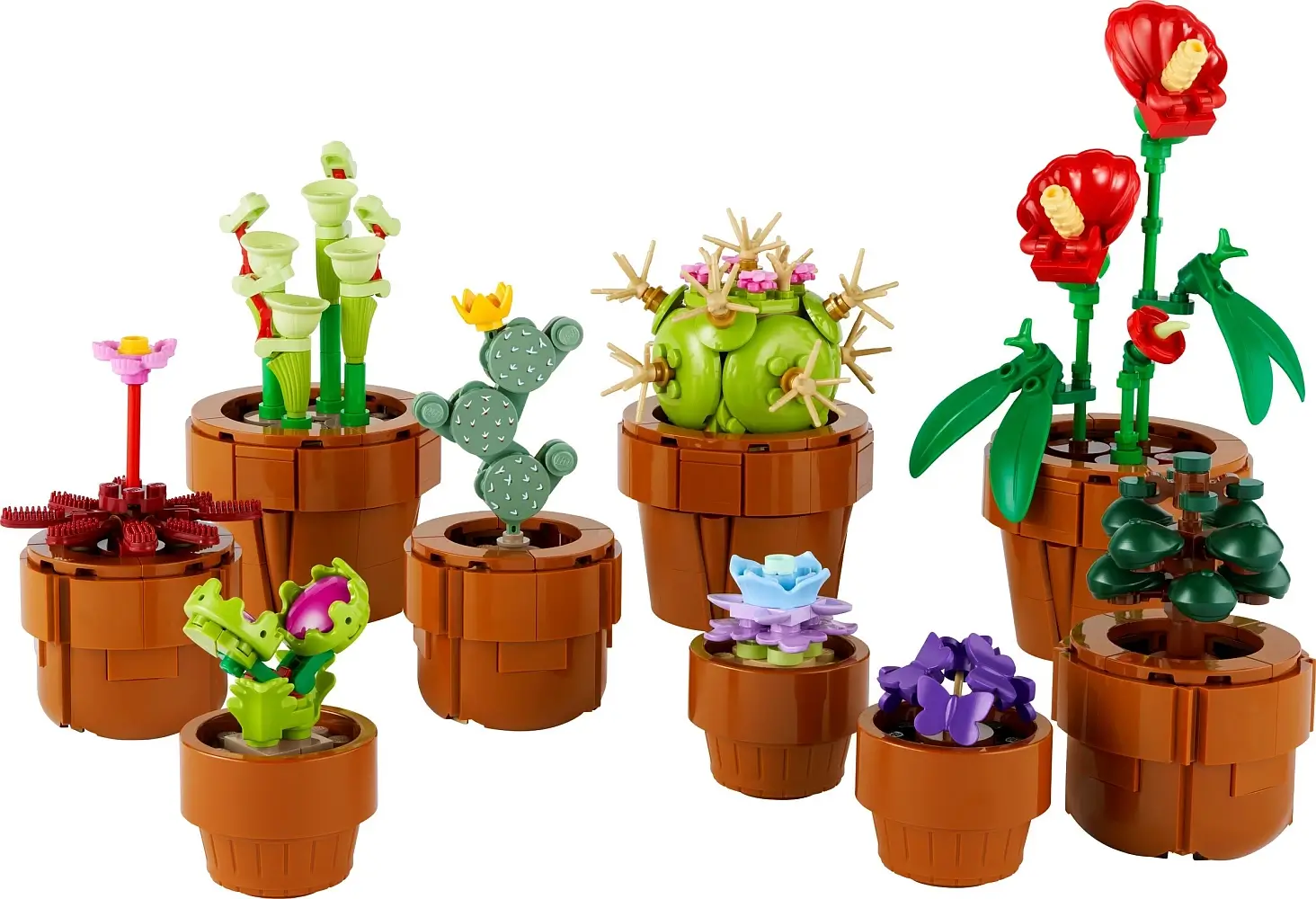 Małe kolorowe roślinki w doniczkach z serii LEGO® Icons™