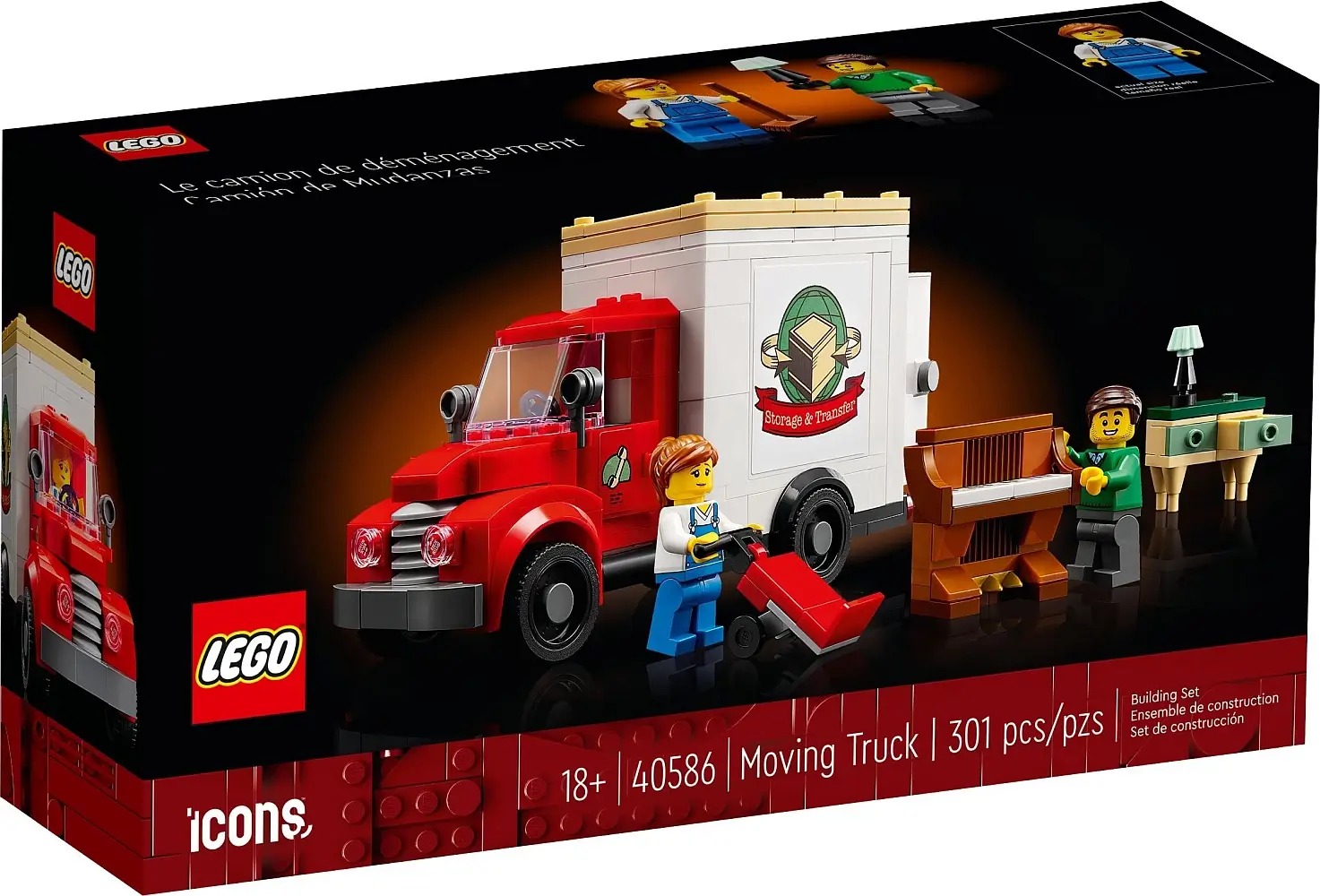 Pudełko zestawu klocków 40586 z serii Icons™ – Ciężarówka do przeprowadzek 