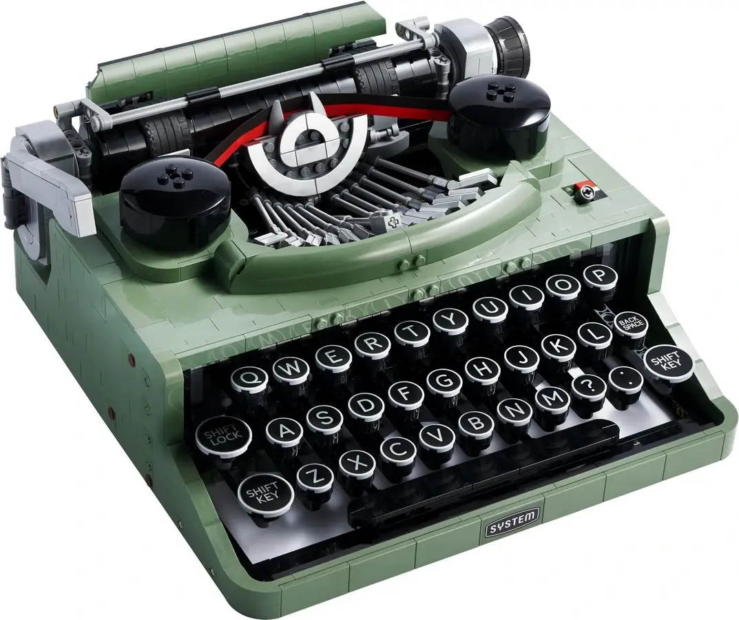 Zielona maszyna do pisania z klocków LEGO® z serii Ideas