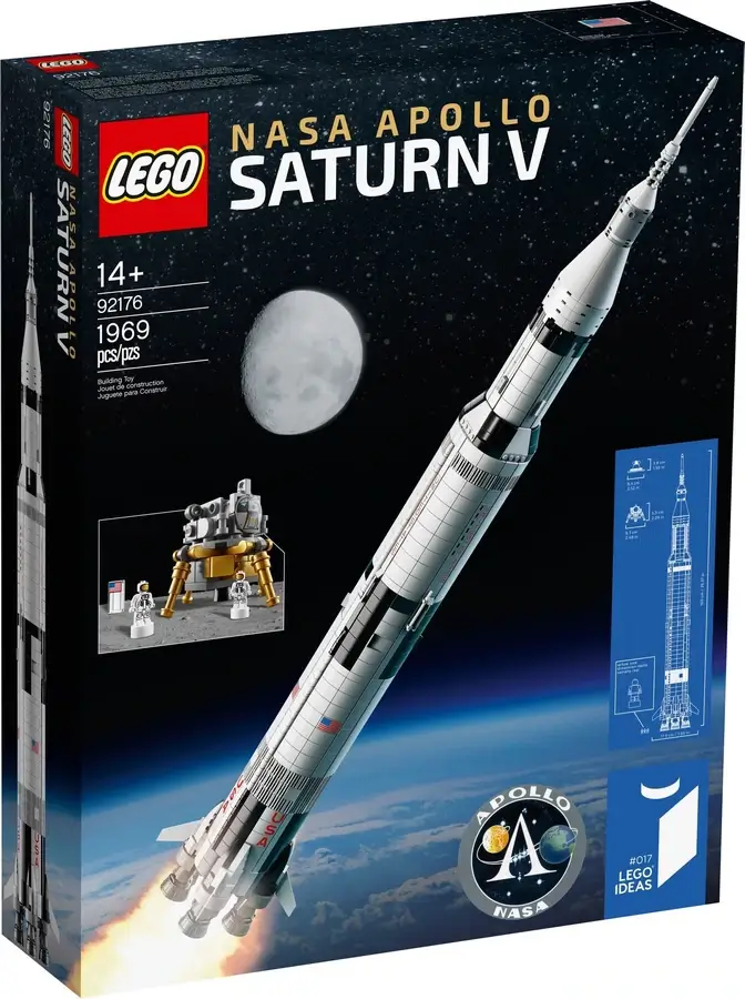 Pudełko zestawu 92176 z serii Ideas – rakieta Apollo Saturn V