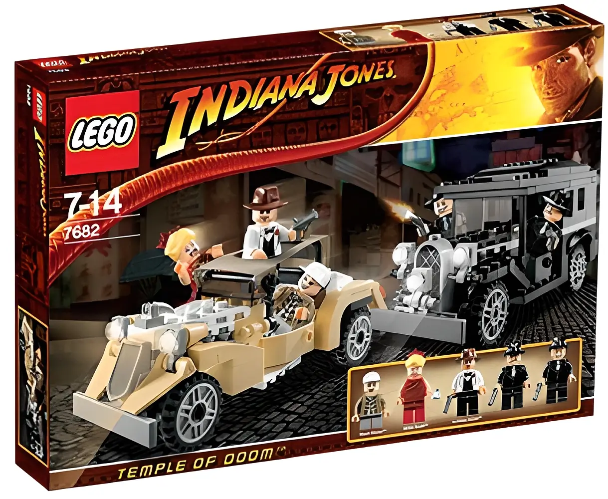 Pudełko zestawu 7682 z serii Indiana Jones – ucieczka samochodami w Szanghaju