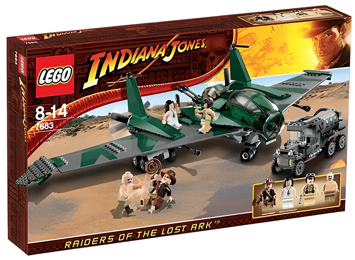 Pudełko zestawu 7683 z serii Indiana Jones – ucieczka samolotem z arką przymierza