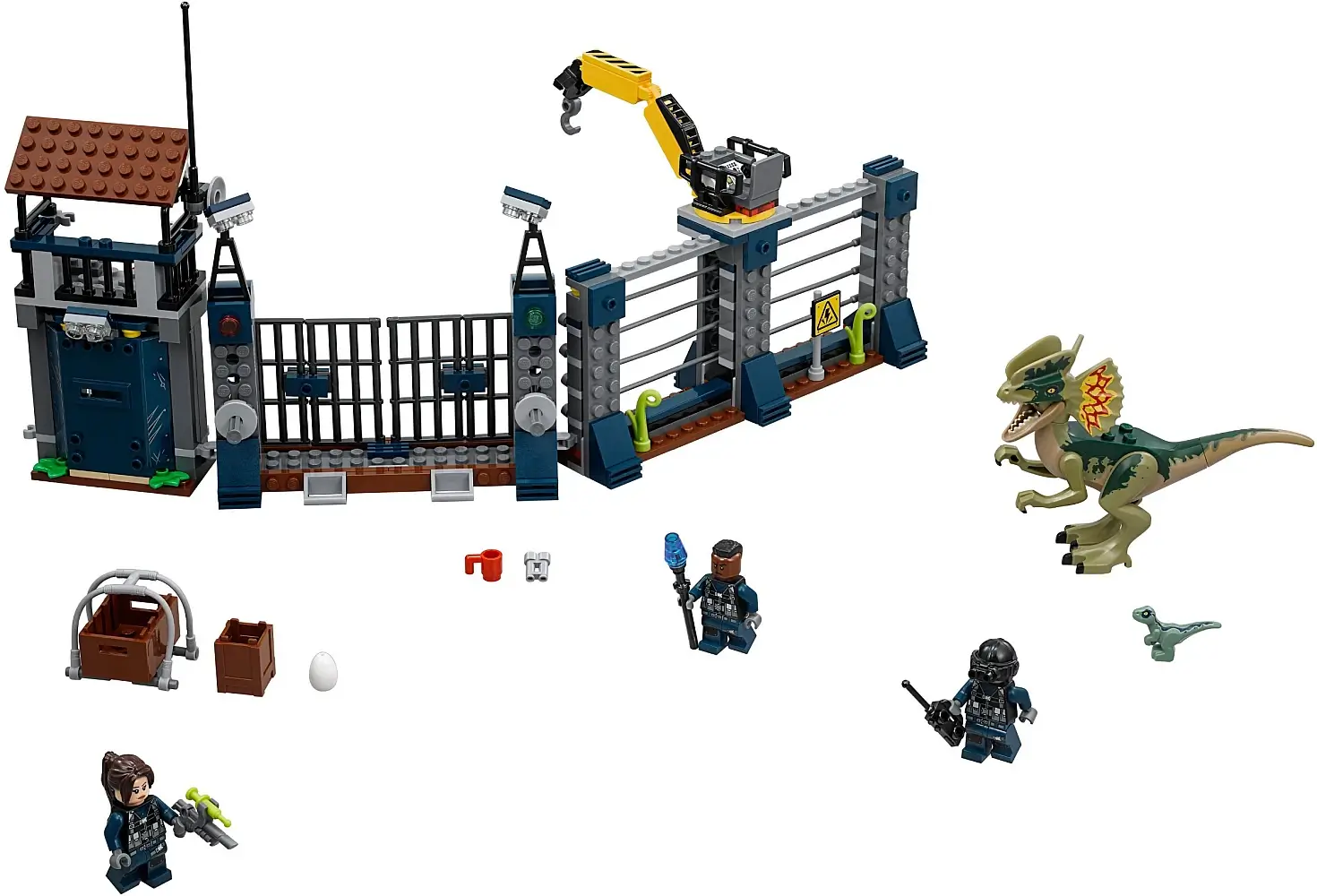 Dilofozaur atakujący posterunek z serii LEGO® Jurassic World™