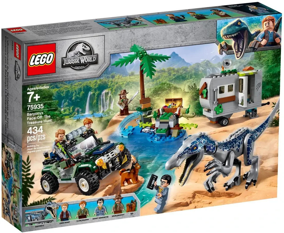 Pudełko zestawu 75935 z serii LEGO® Jurassic World™ – barionyks i skrzynia ze skarbami