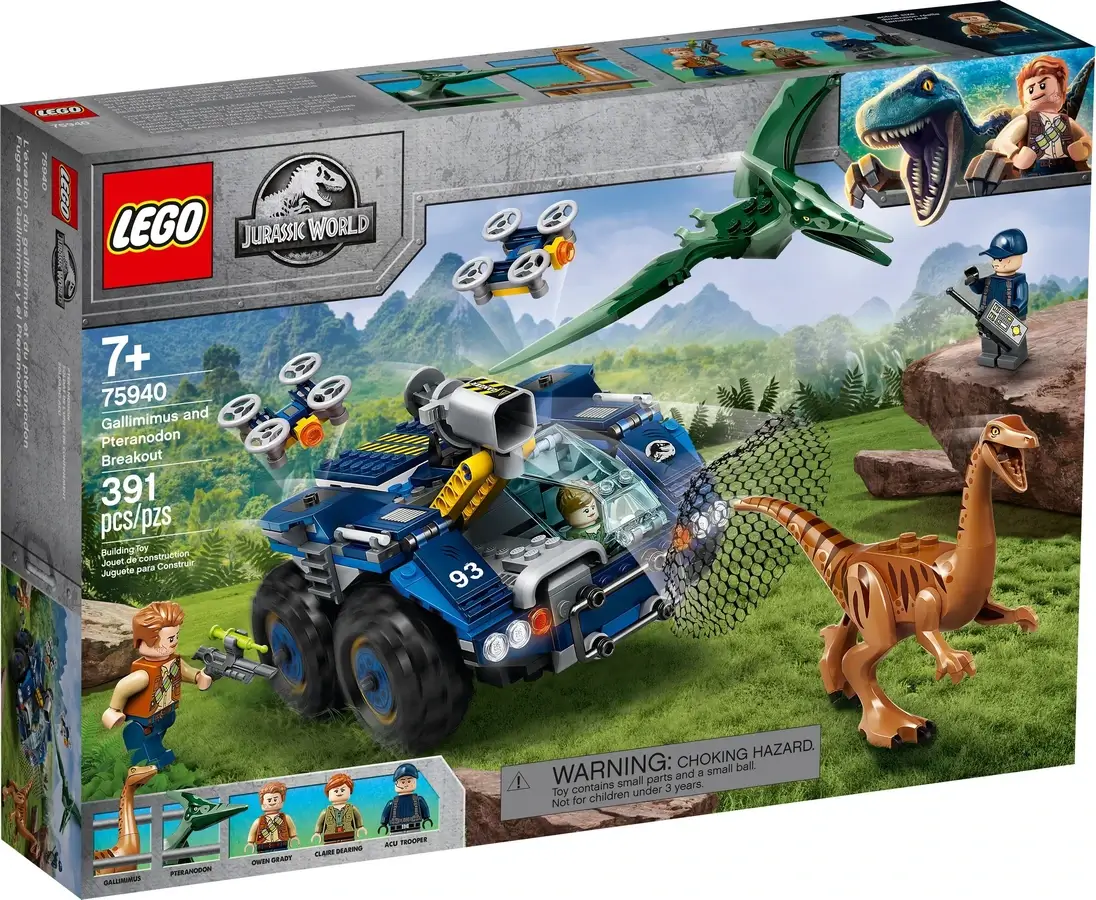 Pudełko zestawu 75940 z serii LEGO® Jurassic World™ – Gallimim i pteranodon