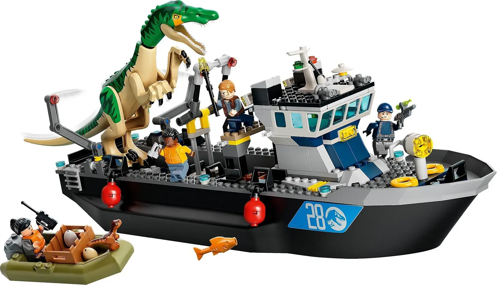 Łódź i dinozaur Barionyks z serii LEGO® Jurassic World™