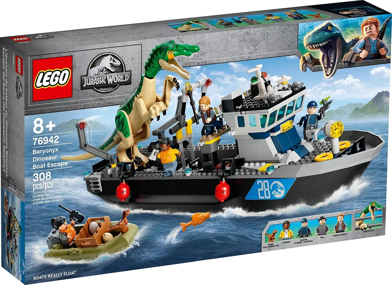 Pudełko zestawu 76942 z serii LEGO® Jurassic World™ – Barionyks i ucieczka łodzią