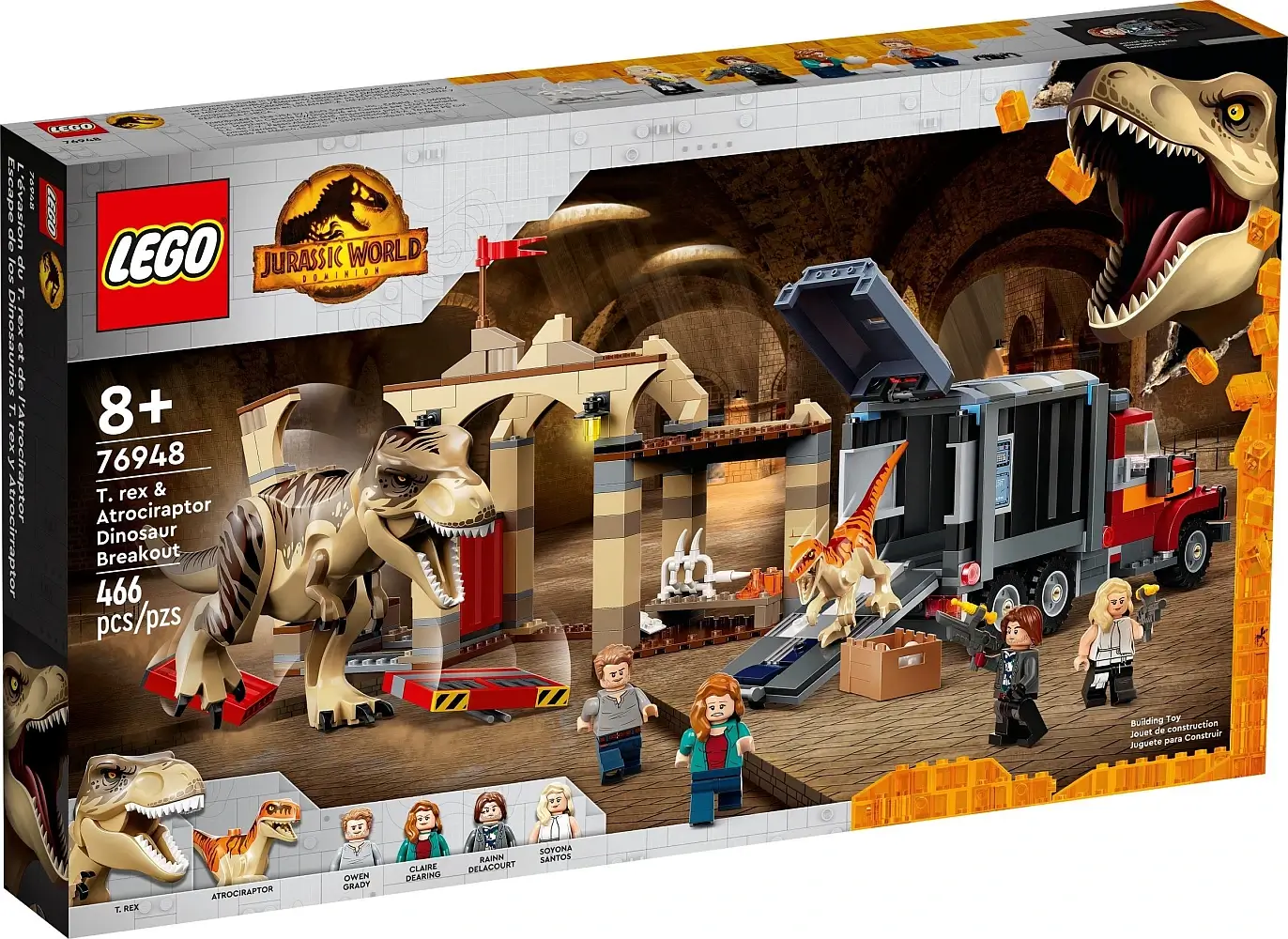 Pudełko zestawu 76948 z serii LEGO® Jurassic World™ – Ucieczka tyranozaura i atrociraptora