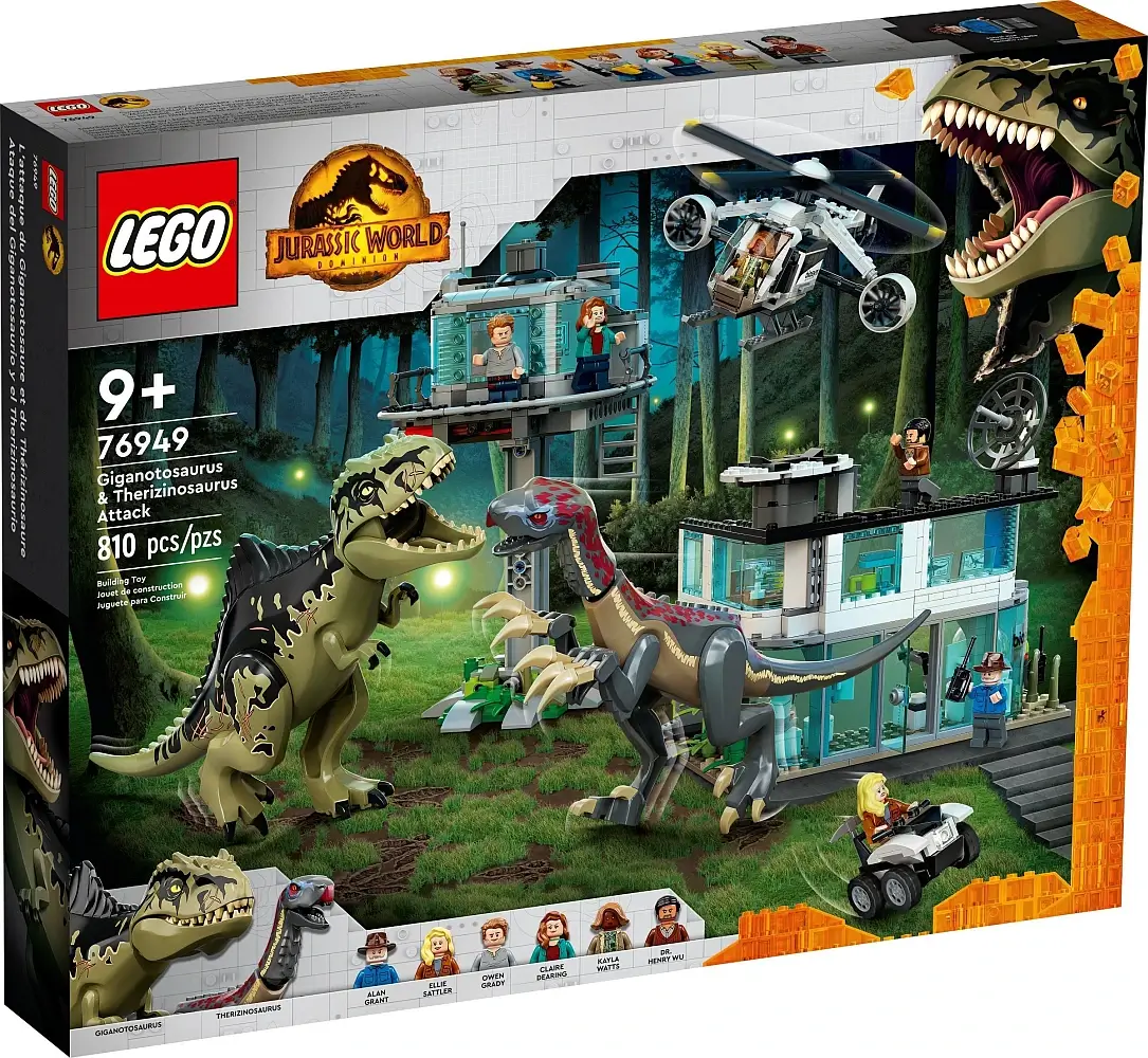 Pudełko zestawu 76949 z serii LEGO® Jurassic World™ – Atak giganotozaura i terizinozaura