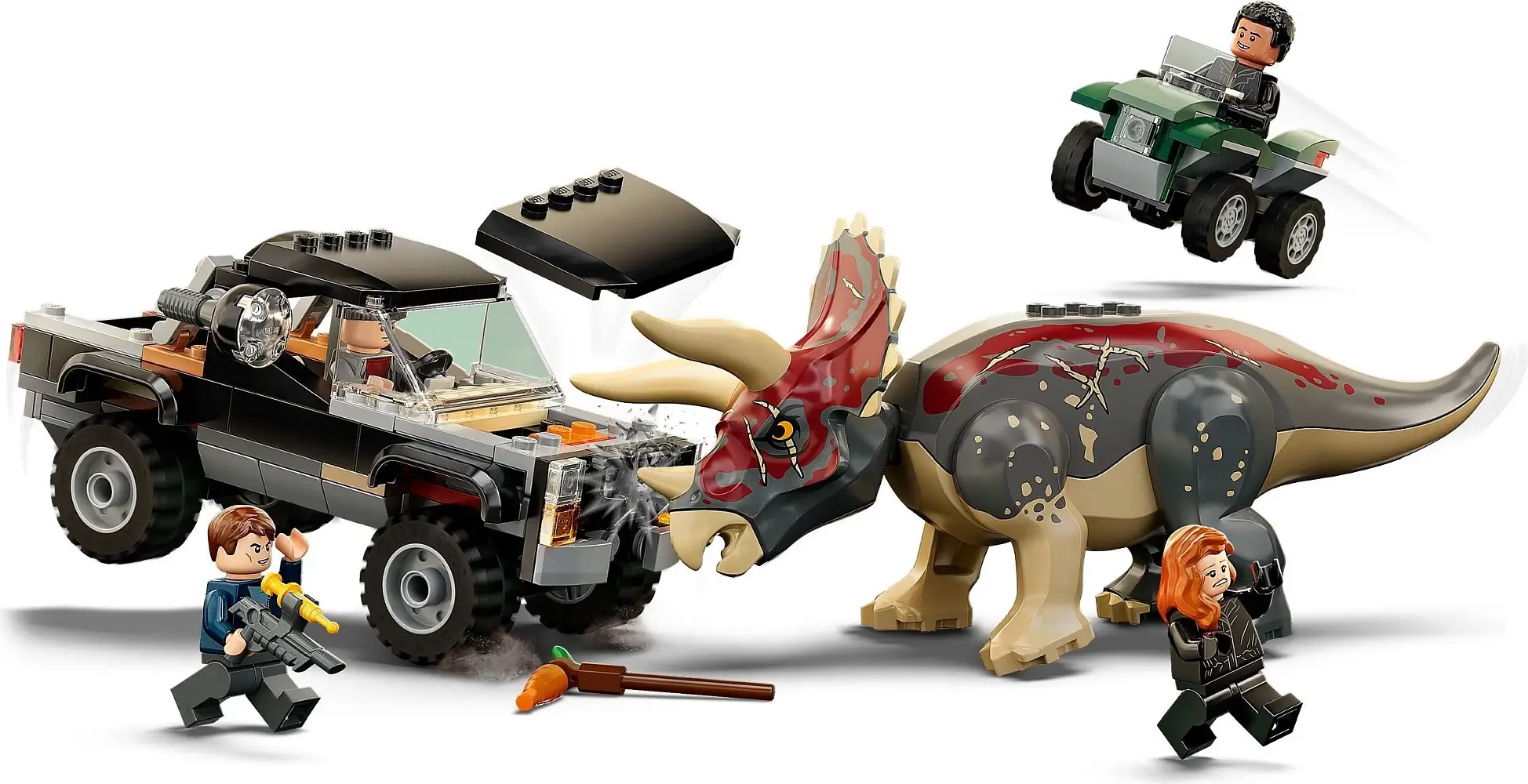 Zasadzka pick-upen na dinozaura Triceratopsa z serii LEGO® Jurassic World™