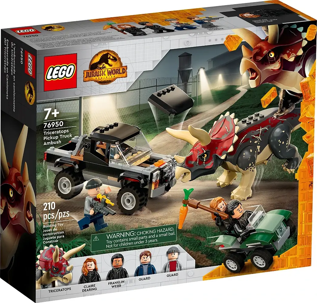 Pudełko zestawu 76950 z serii LEGO® Jurassic World™ – pick-up i Triceratops