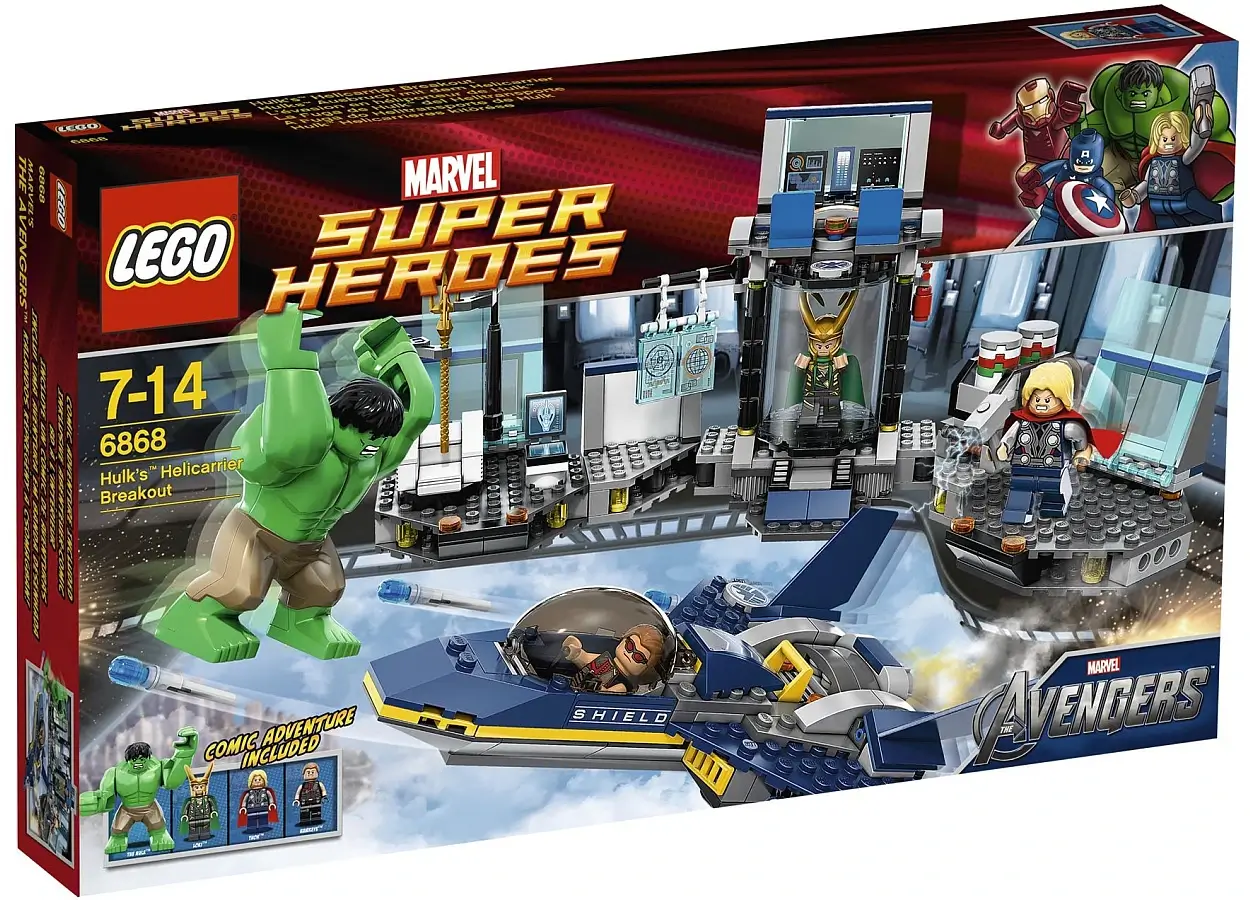 Pudełko zestawu 6868 z serii LEGO® Marvel™ – Hulk™ i ucieczka z Helicarriera