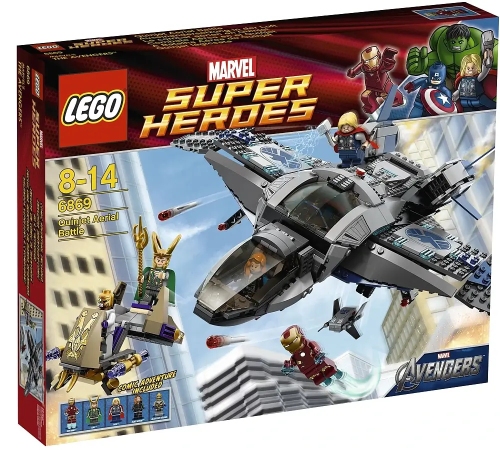 Pudełko zestawu 6869 z serii LEGO® Marvel™ – Quinjet i powietrzne starcie