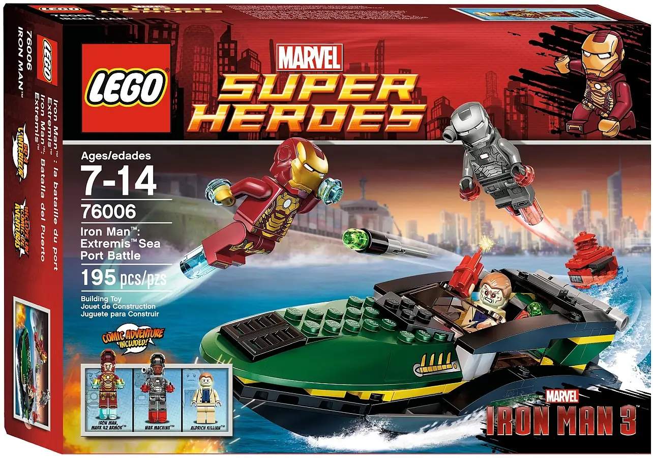 Pudełko zestawu 76006 z serii LEGO® Marvel™ – Iron Man™: Bitwa o port Extremis™