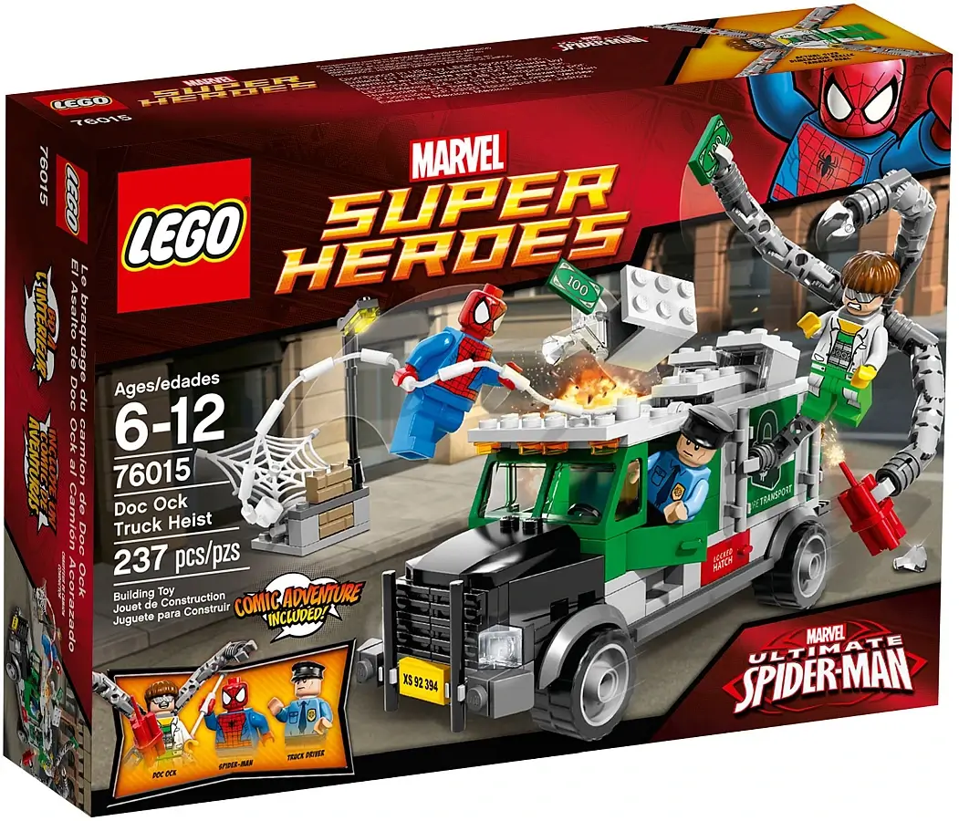 Pudełko zestawu 76015 z serii LEGO® Marvel™ – Doc Ock™ napad na ciężarówkę