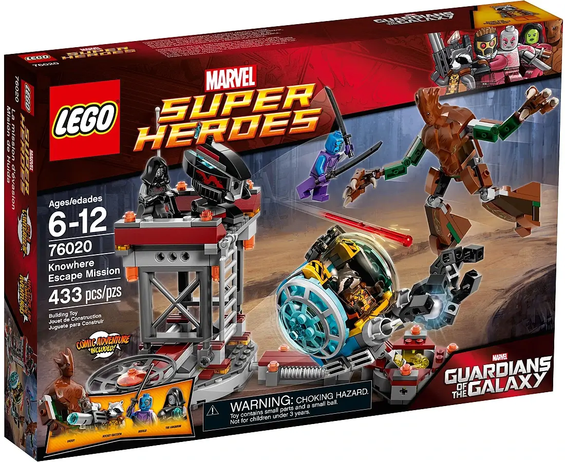 Pudełko zestawu 76020 z serii LEGO® Marvel™ – Ucieczka Groota i Kosmicznego Szopa