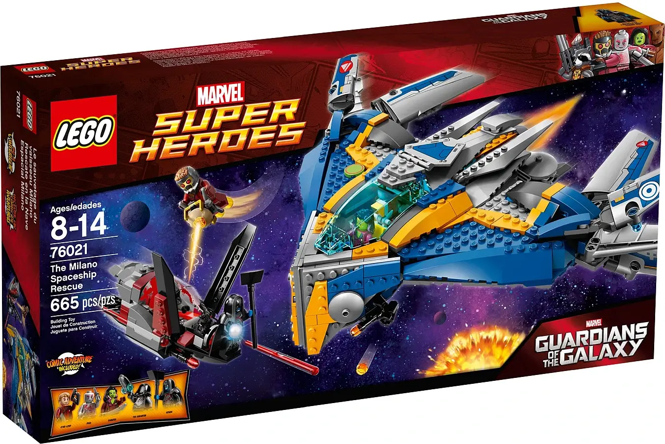 Pudełko zestawu 76021 z serii LEGO® Marvel™ – Statek kosmiczny Milano