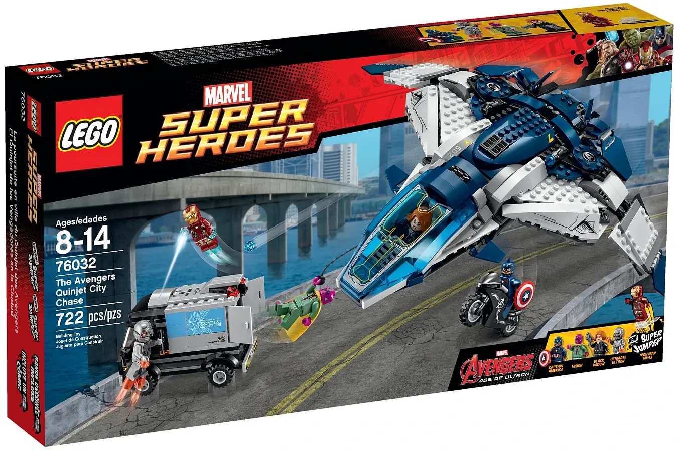 Pudełko zestawu 76032 z serii LEGO® Marvel™ – Pościg Avengersów w Quinjecie