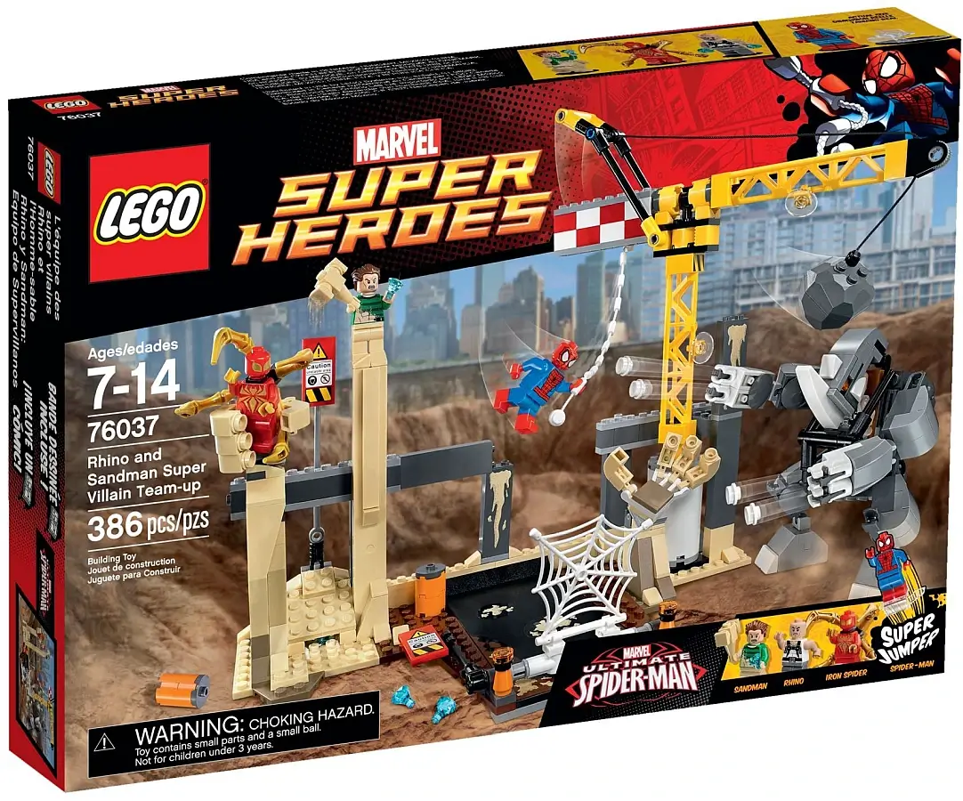 Pudełko zestawu 76037 z serii LEGO® Marvel™ – Atak Rhino i Sandmana