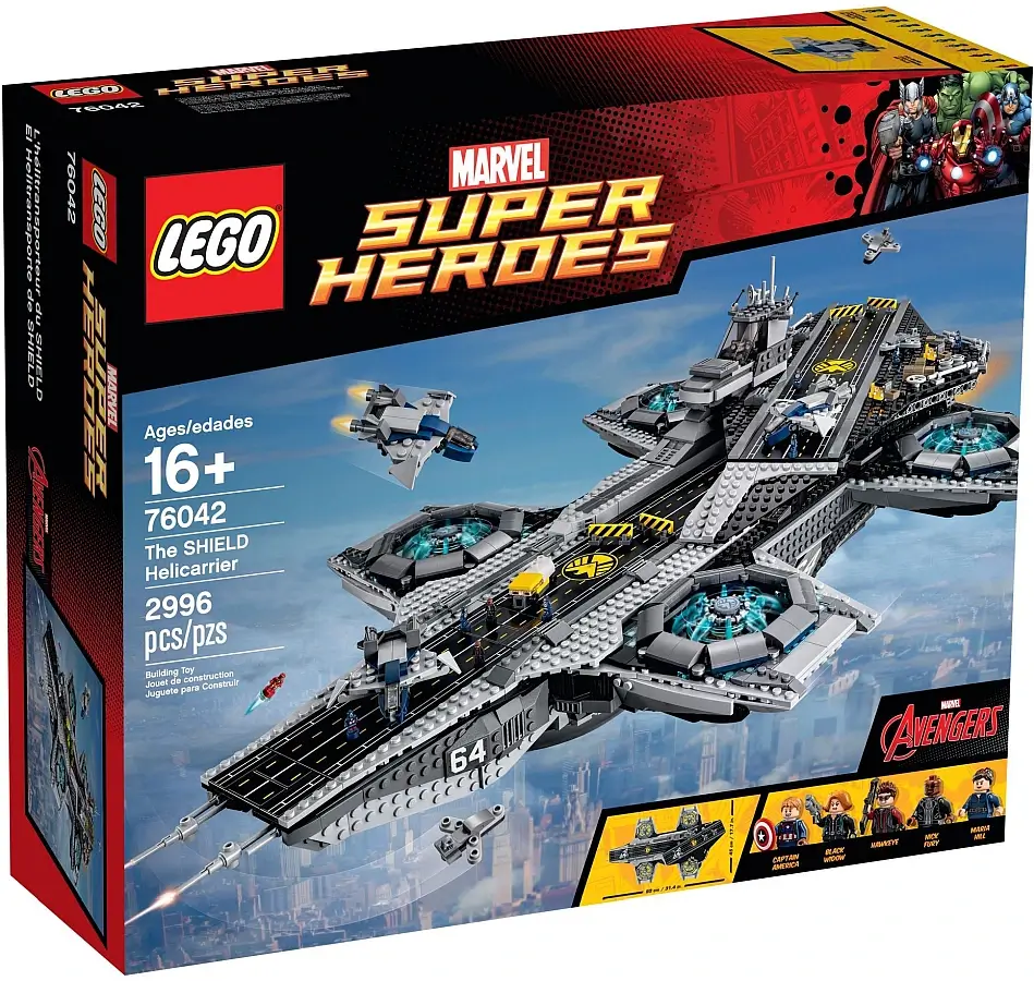 Pudełko zestawu 76042 z serii LEGO® Marvel™ – Lotniskowiec SHIELD Helicarrier