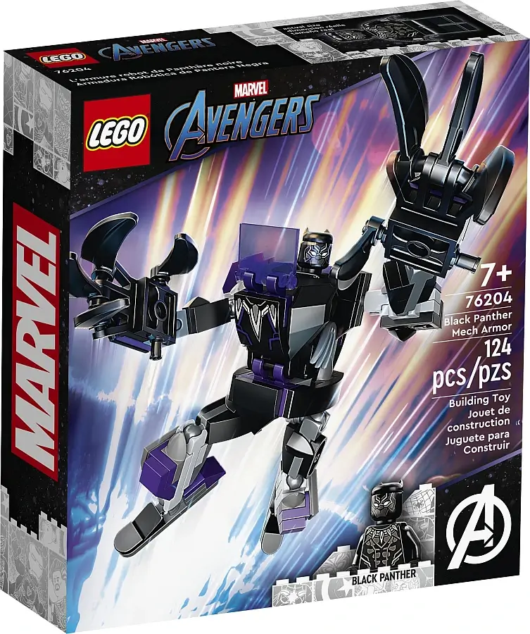 Pudełko zestawu 76204 z serii LEGO® Marvel™ – Mechaniczna zbroja Czarnej Pantery