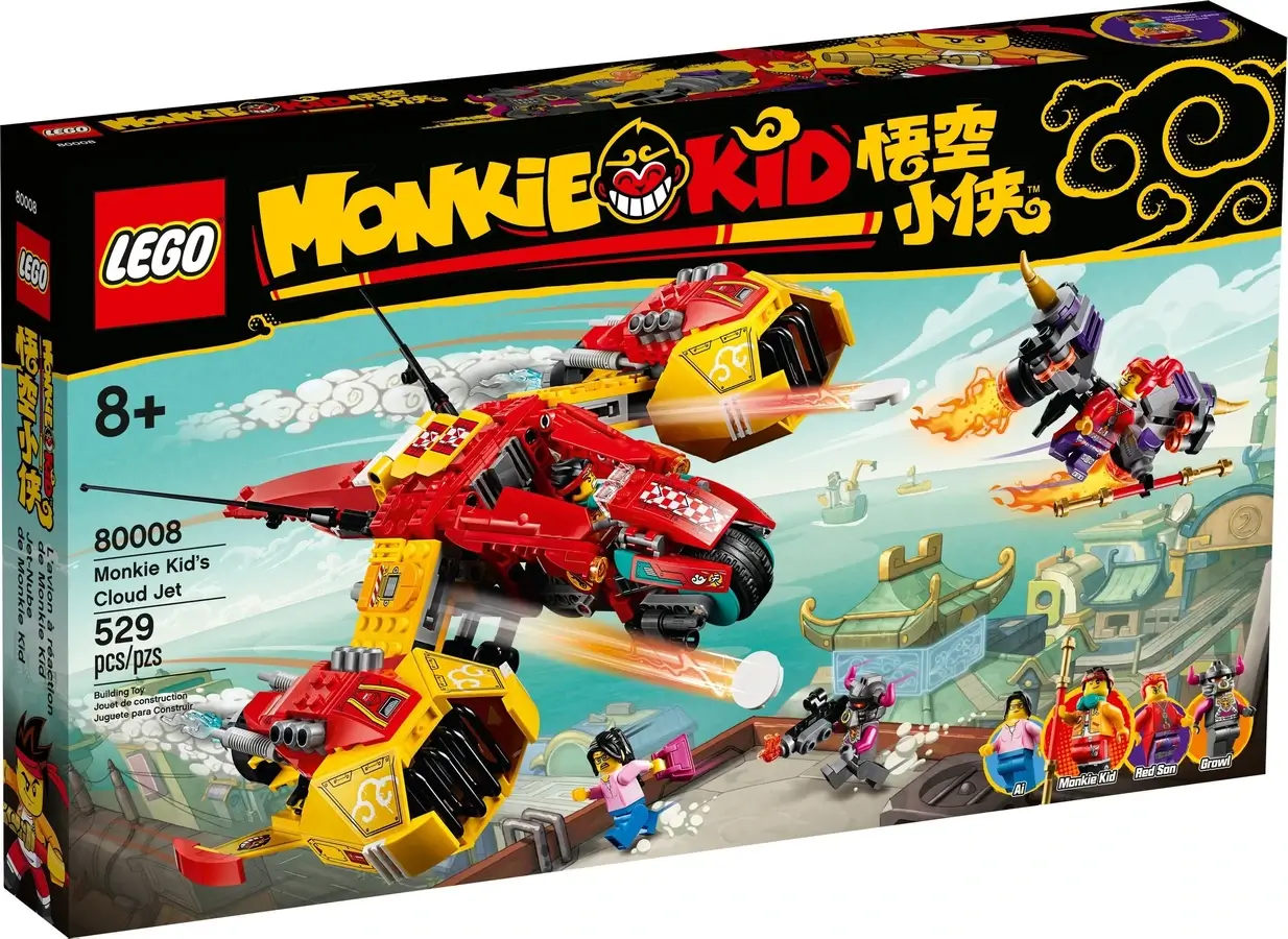 Pudełko zestawu 80008 z serii LEGO® Monkie Kid™ – odrzutowiec Monkie Kida™