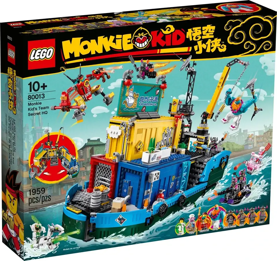 Pudełko zestawu 80013 z serii LEGO® Monkie Kid™ – dowództwo ekipy Monkie Kida™