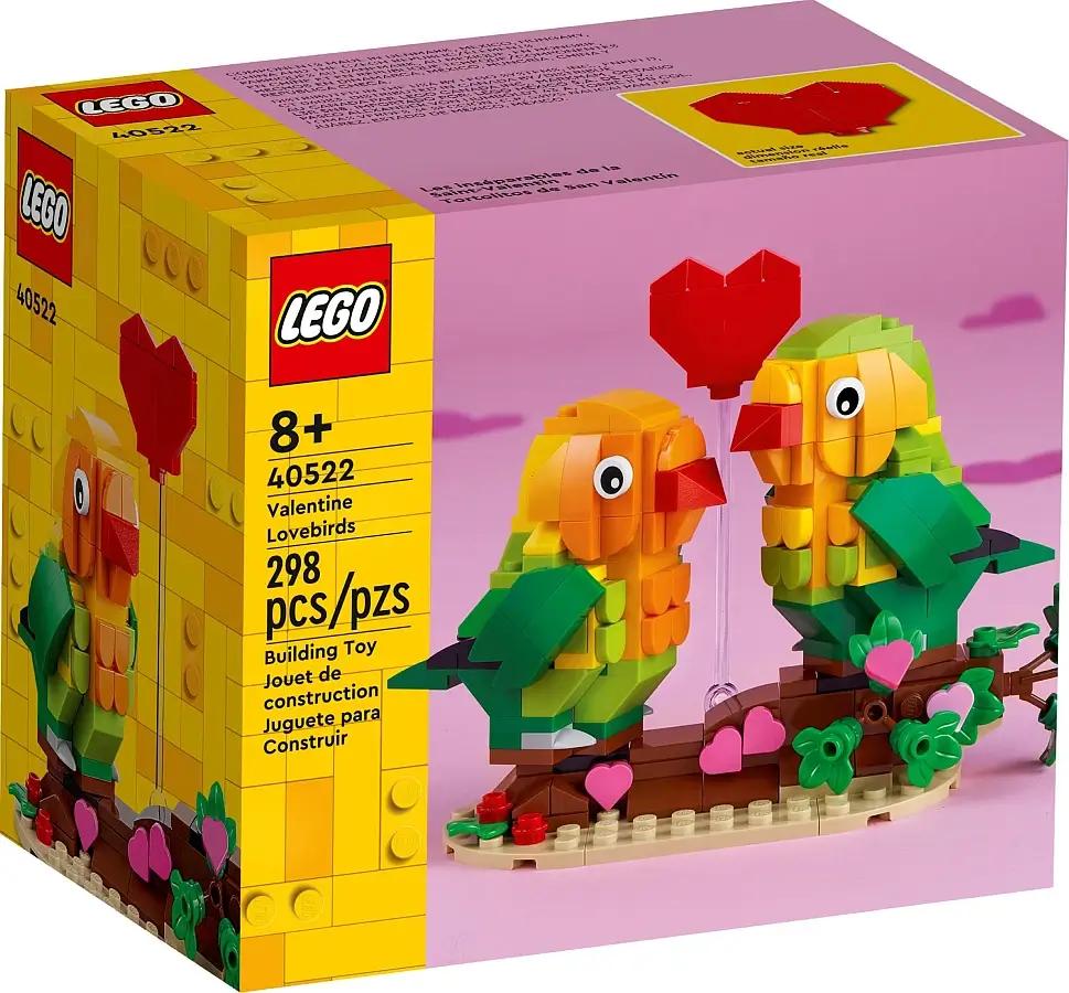 Pudełko zestawu LEGO® 40522 z serii sezonowej – papużki nierozłączki