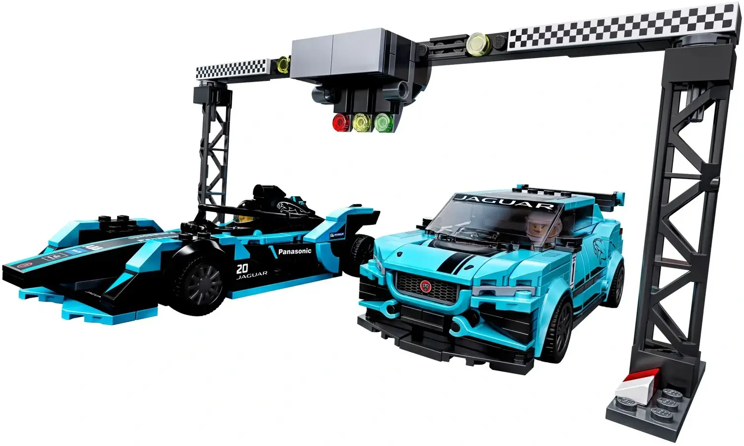 Dwa elektryczne Jaguary z serii LEGO® Speed Champions