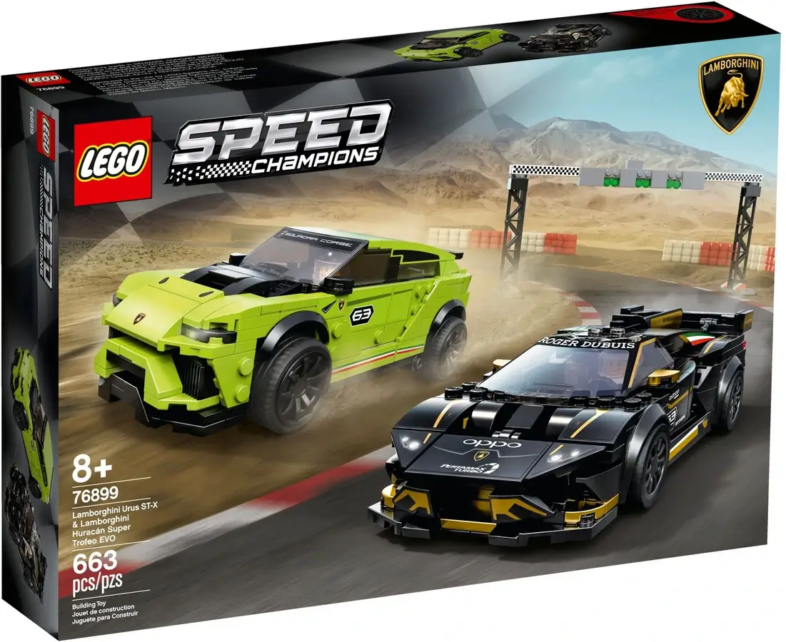 Pudełko zestawu 76899 z serii LEGO® Speed Champions – dwa auta Lamborghini
