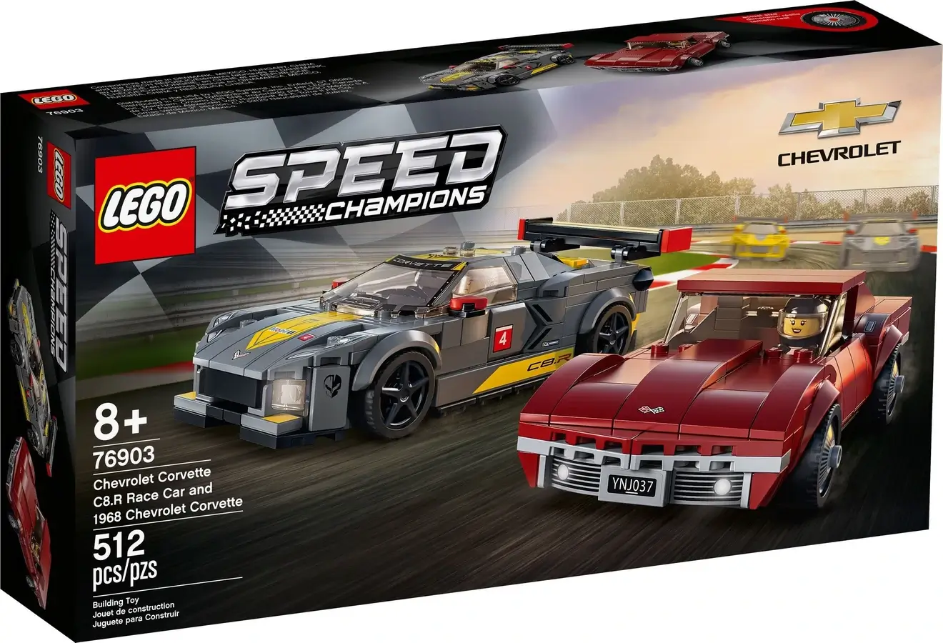 Pudełko zestawu 76903 z serii LEGO® Speed Champions – dwa auta Chevrolet Corvette