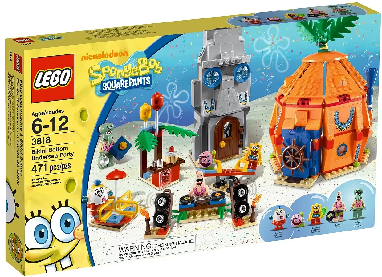 Zdjęcie pudełka zestawu 3818 z serii LEGO® SpongeBob Kanciastoporty™ – Podwodne przyjęcie na dnie