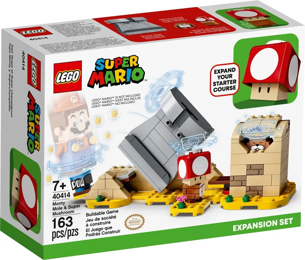 Pudełko zestawu 40414 z serii LEGO® Super Mario™ – Monty Mole i supergrzyb