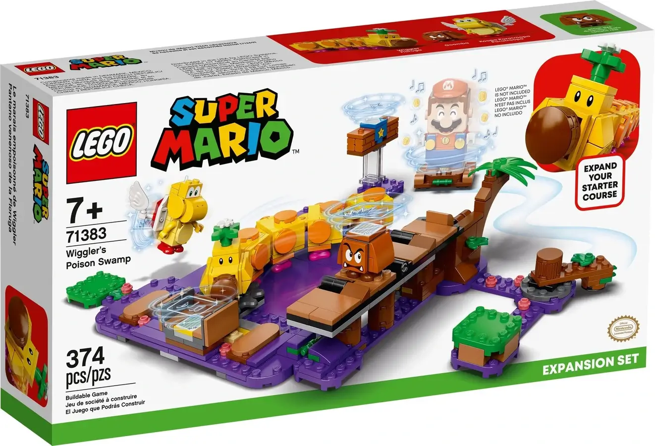Pudełko zestawu 71383 z serii LEGO® Super Mario™ –  bagno Wigglera