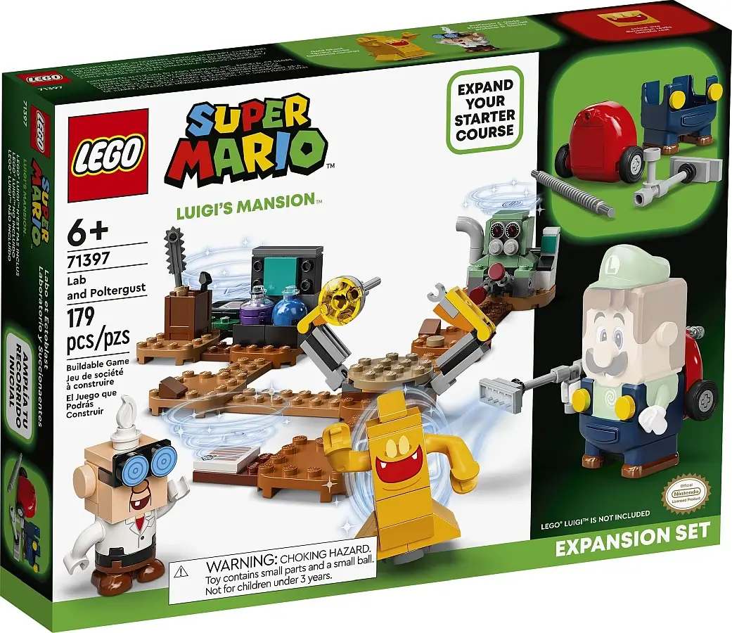 Pudełko zestawu 71397 z serii LEGO® Super Mario™ – Laboratorium w rezydencji Luigiego™
