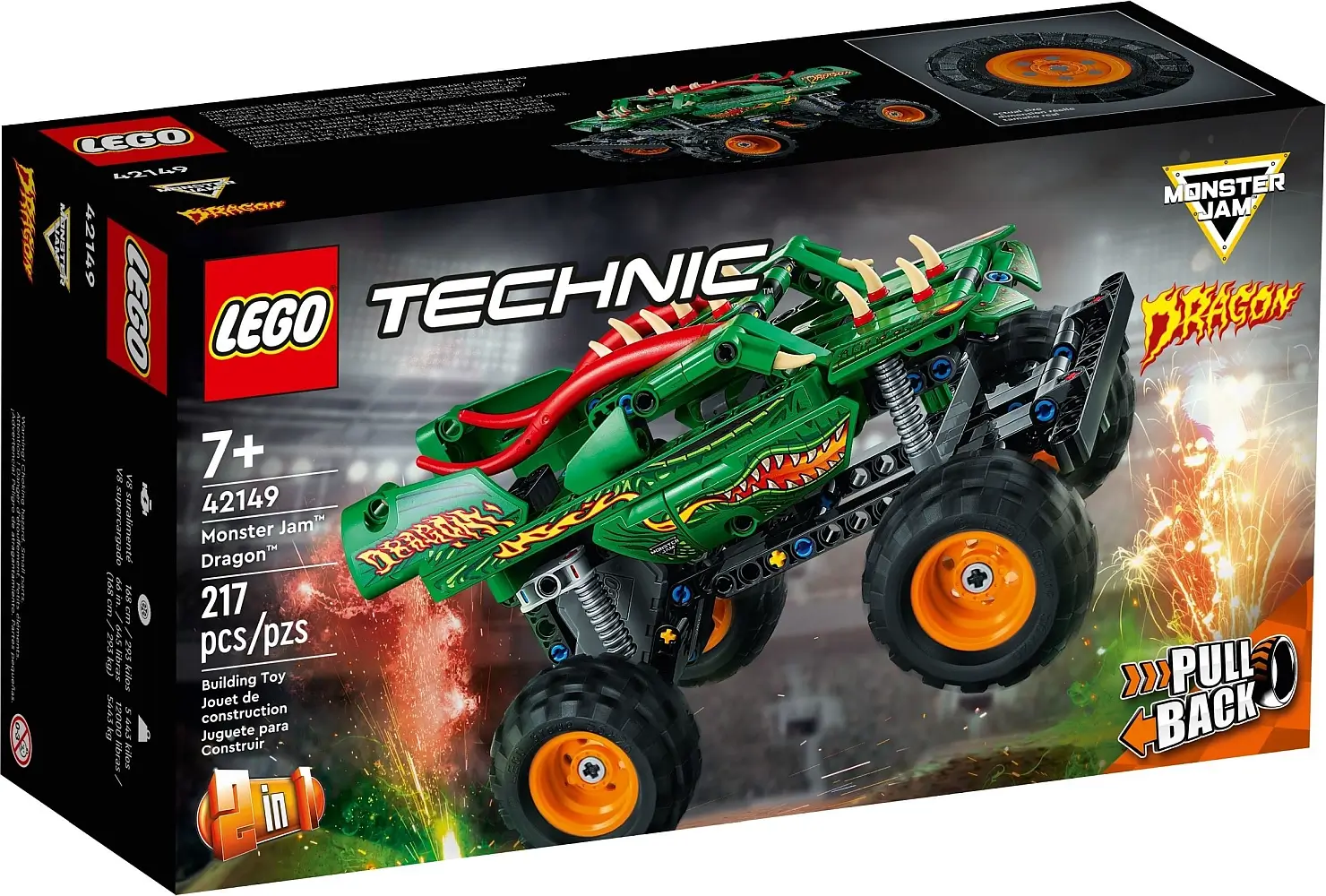 Pudełko zestawu 42149 z serii LEGO® Technic™ – Monster Jam™ Dragon™
