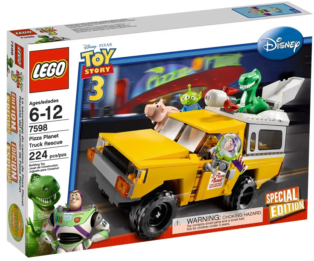 Pudełko zestawu 7598 z serii LEGO® Toy Story – ratunek ciężarówką Pizza Planet